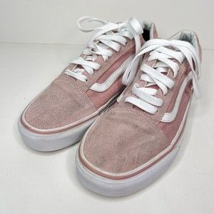 VANS Old Skool Pink Canvas Suede Womens Size 9.5 Low-Top Skate Sneakers